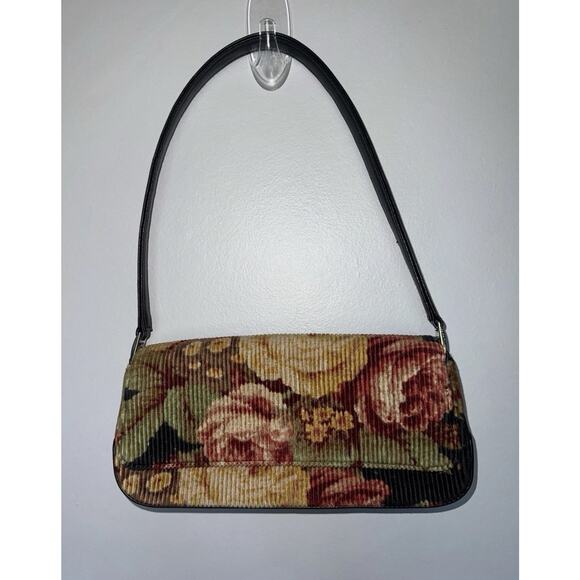Liz Claiborne Handbags - Vintage Y2K Liz Claiborne Floral Tapestry Corduroy Shoulder Bag Cottagecore